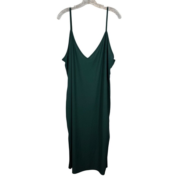 Pretty Little Things, Plus Size Ribbed Midi Forest Green Dress, Size 22 - Picture 1 of 7